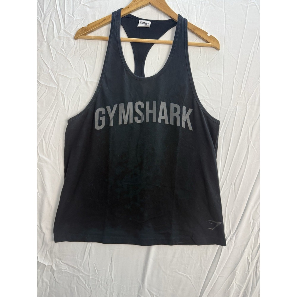 Gymshark Black Stringer Tank Top Bodybuilding Racerback Gym Shirt Mens M (1736)